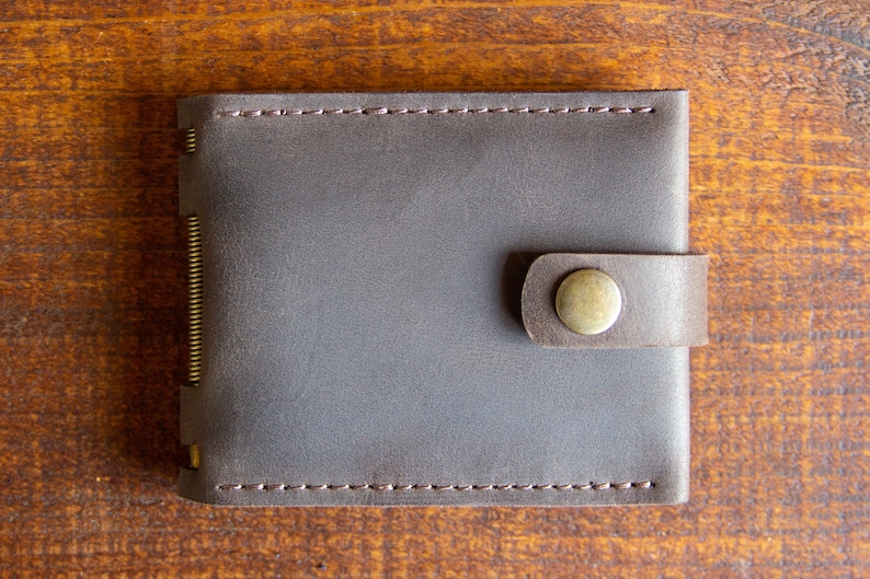 Cartera pequeña de cuero Clip para billetes grabado Cartera compacta imagen 1