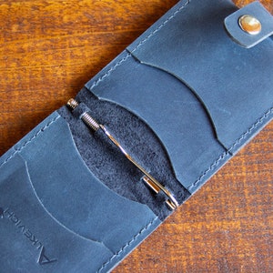 Minimalist leather wallet / Personalized money clip image 4