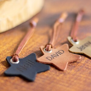 Kids bag tag Engraved name tag Leather tag keychain image 7