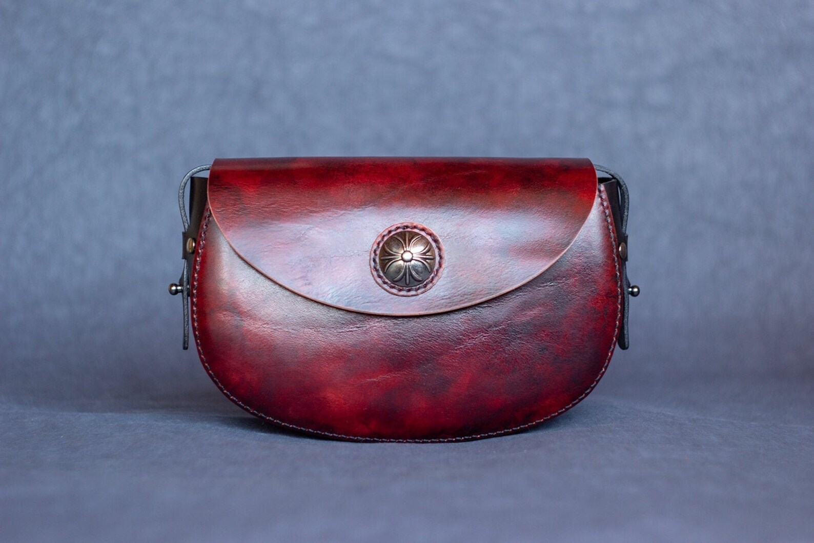 Saddle Leather Bag Maroon Purse Small Crossbody Bag Etsy