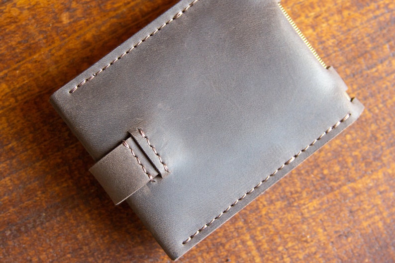 Cartera pequeña de cuero Clip para billetes grabado Cartera compacta imagen 5