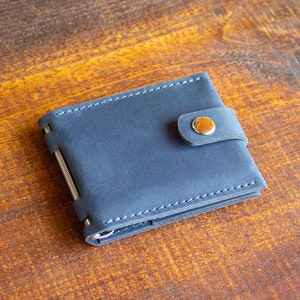 Minimalist leather wallet / Personalized money clip image 2