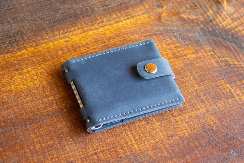 Minimalist leather wallet / Personalized money clip image 2
