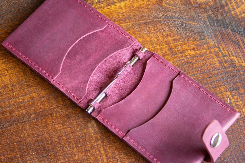Cartera de bolsillo frontal Cartera sencilla de mujer con clip para billetes imagen 6