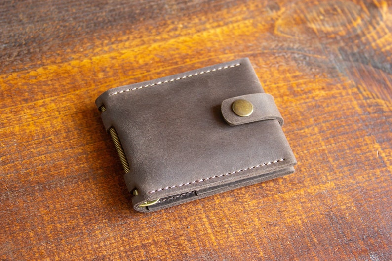 Cartera pequeña de cuero Clip para billetes grabado Cartera compacta imagen 2