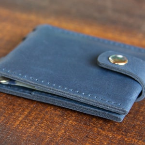Minimalist leather wallet / Personalized money clip image 1
