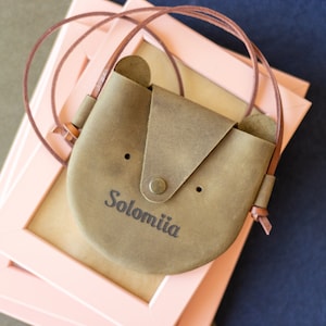 Porte-monnaie en cuir pour enfant Petit sac bandoulière personnalisé Pochette pour enfant Porte-monnaie ours en peluche