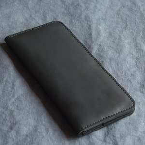 Tan long wallet Leather checkbook Slim card holder image 2