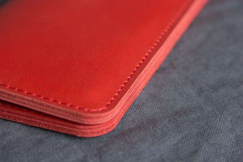 Tan long wallet Leather checkbook Slim card holder image 6