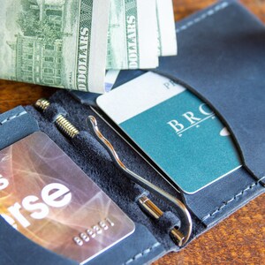 Minimalist leather wallet / Personalized money clip image 3
