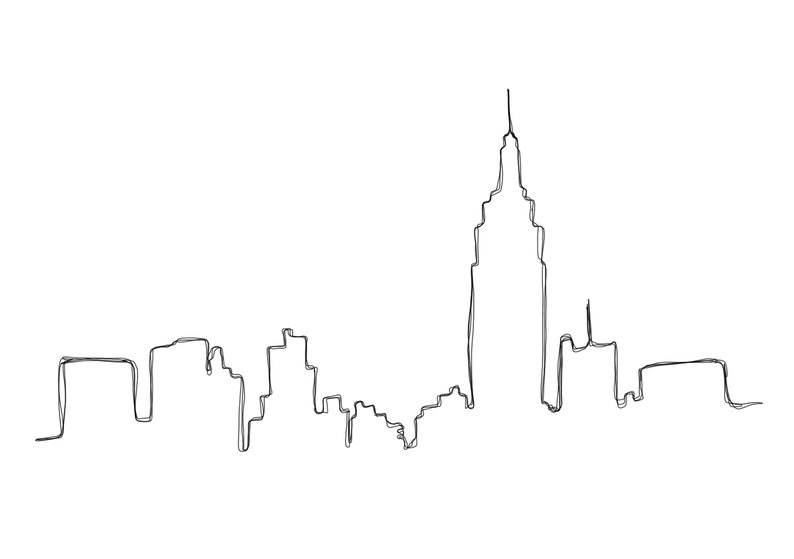 City Skyline One Line Drawing. New York City. Skyline Art. Etsy