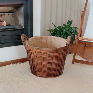 Round Firewood Basket / Fireplace Basket / Wicker Basket / Wood Storage / Firewood Storage / Handwoven Basket / Gift For Him / Rustic Basket