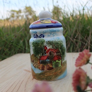 Ceramic Garlic Container / Garlic Keeper With Lid / Garlic Storage / Garlic Cellar / Handmade Ceramics / Hand Painted Ceramic / Ceramic Art