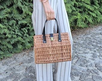 Grand Panier En Osier Vintage - Idéal Pour Pique-nique Ou Transport Animal (lapin, Chat)
