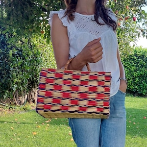 Borsa Boho in canne / Borsa in canne / Borsa per le vacanze / Borsa da donna / Cestino della spesa / Borsa di paglia / Borsa estiva / Borsa a cestino / Borsa naturale / Borsa regalo