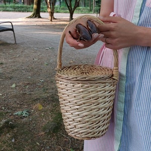 Small Wicker Handbag Jane Birkin Style / Vintage Basket / Birkin Basket / Summer Bag / Basket Purse / Vintage Purse / Handmade Baskets
