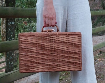 Wicker Suitcase / Wicker Basket / Picnic Basket / Flower Girl Wicker Basket / Wicker Basket Bag / Wicker Easter Basket / Farmer's Basket