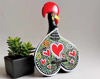 Ceramic Portuguese Guitar With Multicolor Rooster / Portuguese Rooster / Portuguese Guitar / Ceramic Rooster / Art Rooster
