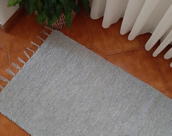 Long Light Grey Rug 300cm / Scandinavian Rug / Runner Rug / Cotton Rug / Kitchen Rug / Washable Rug / Hallway Rug / Room Rug / Bath Rug