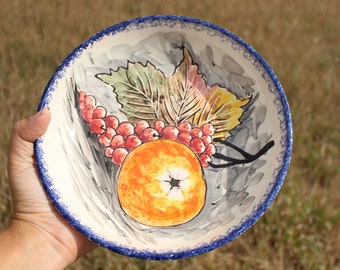 Fruitschaal/keramische plaat/handgemaakte plaat/serveerplaat/vintage platen/handgeschilderde platen/dinerplaat/vintage keramiek