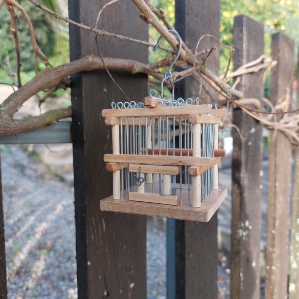 Miniature Silvestrism Cage / Wooden Bird Cage / Mini Bird House / Love Your Bird / Miniature Bird Cage / Mini Cage Decor