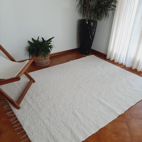 Large Pure White Rug / Boho Rug / Cotton Rug / Super Soft Rug / Rugs for Living Room / Area Rug / Room Rug / Chunky Rug / Rugs for Bedroom
