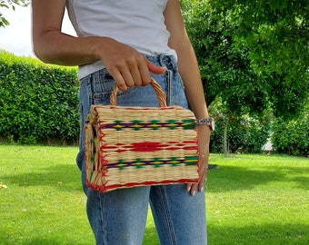 Reed Sommer-Tasche / Strohtasche / Stroh-Korb / Sommer-Tasche / Süße Tasche / Strohhandtasche / Stroh Strandtasche / Boho Korb / Vintage Korb Tasche