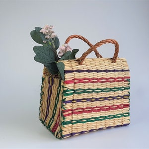 Multicolor Tasche / Schilfrohr-Tasche / Sommerkorb-Tasche / Portugisische Tasche / Bunte Korb-Tasche / Strohhandtasche / Boho Tasche / Marktkorb