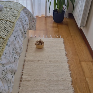 Alfombra de pasillo larga color crema de 250 cm / Alfombra de pasillo / Alfombra de trapo / Alfombra suave / Alfombra de algodón / Alfombra de pasillo de cocina / Alfombra lavable / Alfombra de pasillo / Alfombra rústica