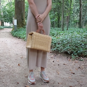Borsa a cestino di paglia / Borsa di paglia naturale / Borsa da picnic / Borsa da mercato / Cestino di paglia / Borsa di paglia / Borsa vintage / Borsa fatta a mano / Borsa boho