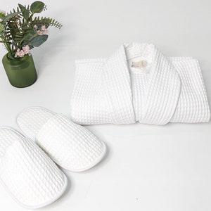 Bomullsbadrock / Våffelbadrock / Vit badrock / Sminkmorgonrock / Badrock / Unisex badrock / Lång badrock / Mjuk morgonrock / Morgonrock