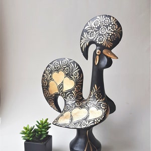 Super Extra Large Rooster / Portuguese Rooster / Barcelos Rooster / Ceramic Rooster / Rooster Art / Rooster Decor / Black Rooster / Gift