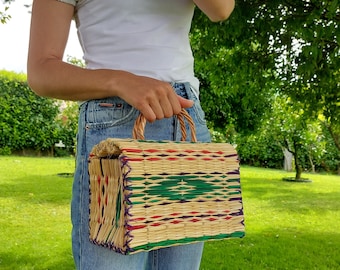 Borsa in canna / Borsa di paglia / Borsa estiva / Borsa a cestino di paglia / Borsa da spiaggia di paglia / Borsa per le vacanze / Borsa boho / Borsa / Borsa regalo / Regalo per donna