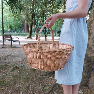 Oval Wicker Basket / Large Basket / Farmhouse Basket / Vintage Basket / Market Basket / Picnic Basket / Basket With Handle / Handmade Basket