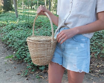 Wicker Handbag Jane Birkin Basket / Vintage Basket / Wicker Bag / Summer Bag / Beach Bag / Picnic Basket / Basket Purse / Vintage Purse