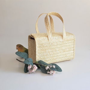 Flowers Girls Basket Bag / Straw Bag / Flowers Basket / Small Straw Bag / Straw Basket / Summer Bag / Wedding Flower Basket