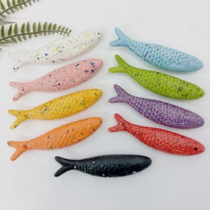 Ceramic Glazed Sardines With Colorful Spots / Ceramic Sardine / Ceramic Hanging Sardine / Sardine Art / Sardine Gifts / Ceramic Art / Gift