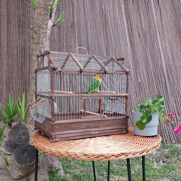 Vintage Bird Cage Brown / Handmade Cage / Canary Cage / Bird House / Rustic Cage / Gift For Pet Bird / Budgie Home