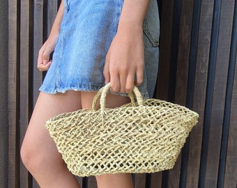 Small Summer Bag / French Market Basket / Market Bag / Straw Bag / Straw Summer Bag / Beach Bag / Farm Basket / Bohemian Bag / Basket Bag