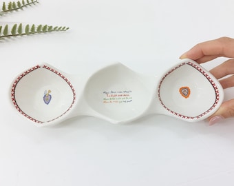 Porcelain Appetizer Plate Divided into Three 24x7x4 / Tapas Plates / Ceramic Plates / Serving Plate / Porcelain Gifts / Gift For Mom