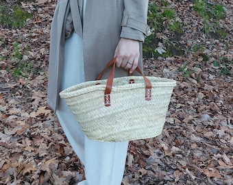 Straw Bag Purse / Small Straw Bag / Summer Straw Bag / Straw Bag Leather Handle / Straw Basket / Summer Bag / Market Basket / French Bag