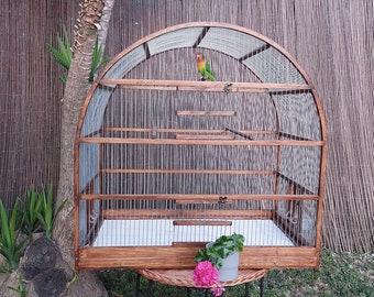 Jaula ovalada extragrande para pájaros / Casa para pájaros / Arte hecho a mano / Jaula decorativa para pájaros / Casa para pájaros / Jaula para periquitos / Ama a tu pájaro / Regalo para mascotas