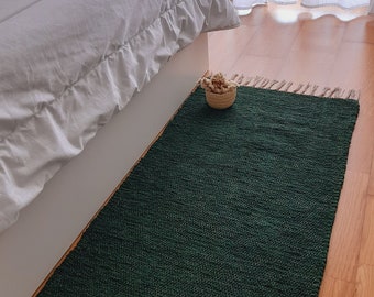 Runner Rug Dark Green 200cm / Kitchen Rug / Rug Runner / Floor Mat / Boho Rug / Washable Rug / Soft Rug / Rag Rug / Scandinavian Rug