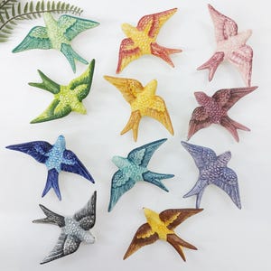 Two Tone Glazed Ceramic Swallows / Traditional Ceramic / Ceramic Swallows / Ceramic Wall Decor / Ceramic Bird / Bird Art / Wall Ceramic Art