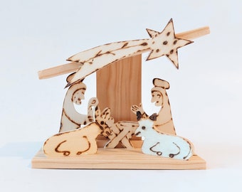 Miniature Nativity Scene / Wooden Nativity Scene / Nativity Scene to Paint / Miniature Art / Wooden Toys / Art Toy / Christmas Gift