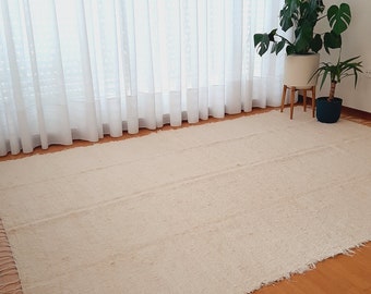 Très grand tapis crème 300x200 cm / Tapis tissé à la main / Tapis super doux / Tapis en coton / Tapis de salon / Carpette / Tapis de chambre / Grand lit