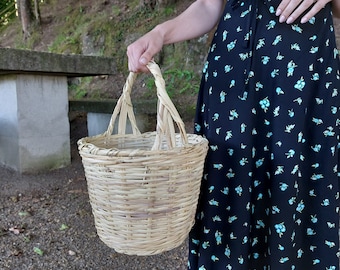 Large Cane Basket / Harvest Basket / Farm Basket / Vintage Basket / Market Basket / Picnic Basket / Woven Basket / Reusable Shopping Basket