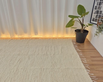 Extra Large Cream Rug 170x240cm / Recycled Materials Rug / Super Soft Rug / Living Room Rug / Area Rug / Bedroom Rug / Sustainable Decor