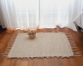 Mini Cream Rug / Handwoven Rug / Super Soft Rug / Nursery Rug / Bathroom Rug / Bath Mat / Boho Rug / Shower Mat / Washable Rug / Entry Rug