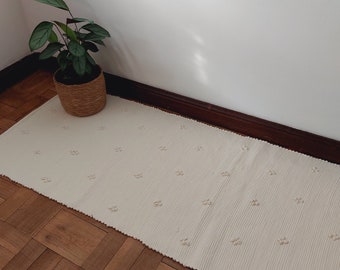 Long Runner Rug Cream 200cm / Kitchen Rug / Rug Runner / Floor Mat / Boho Rug / Washable Rug / Soft Rug / Rag Rug / Hand Knotted Rug